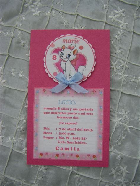 Tarjeta De Invitaci N De Cumplea Os Con El Detalle De Gatita Marie