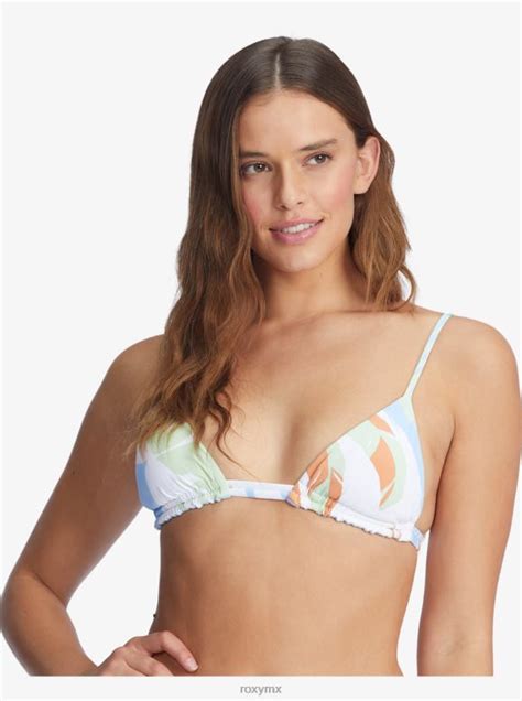 Roxy mujer top de bikini de triángulo tiki reversible con flores