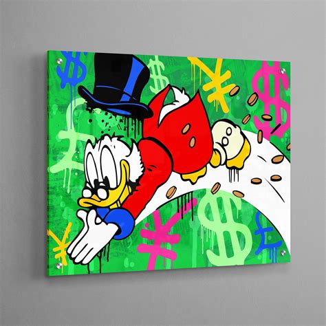 Scrooge Mcduck Diving Acrylic Glass Graffiti Pop Art Etsy Pop Art