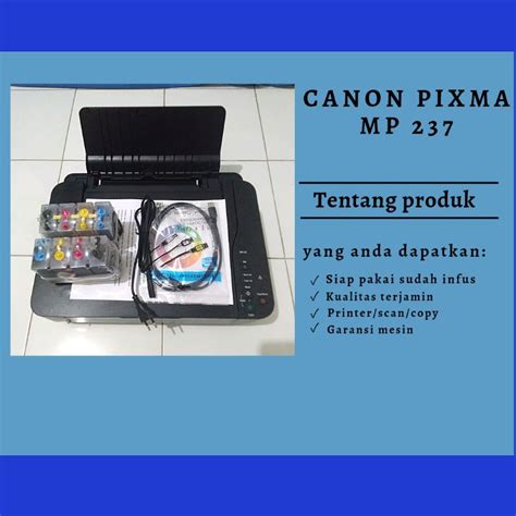 Jual Canon Pixma Mp 237 Printer Scan Fotocopy Tabung Tinta Infus