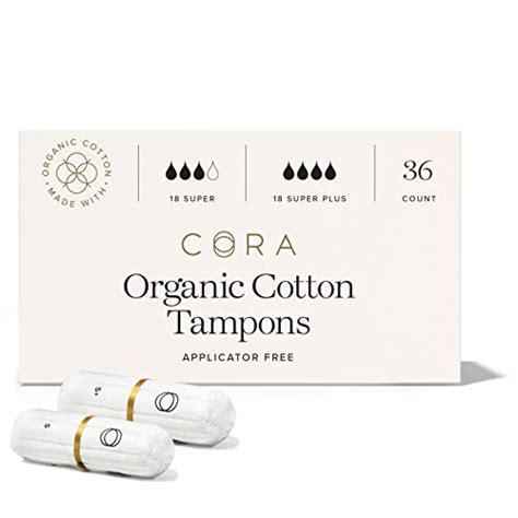 Cora Organic Cotton Non Applicator Tampons Chlorine Toxin Free