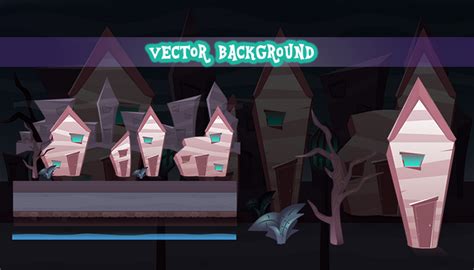 2d Vector Game Background Night City By Marwamj