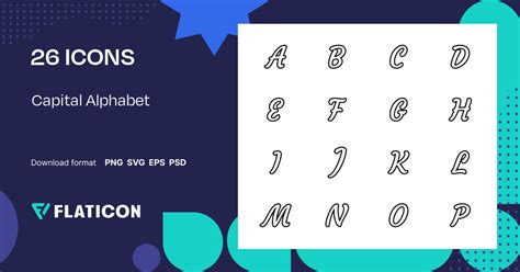 Capital Alphabet Icon Pack | Black outline | 26 .SVG Icons