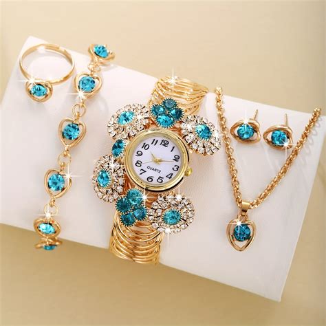 6pcs Set Damen Uhr Luxus Strass Quarzuhr Boho Fashion Analog Temu Germany