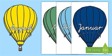 Dyslexic Months Of The Year On Hot Air Balloons Display Posters English German
