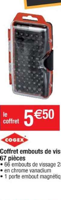 Promo Coffret Embouts De Vissage 67 Pièces Cogex chez Cora iCatalogue fr