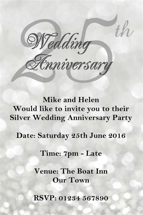 25th Wedding Anniversary Invitations Whispered 25th Wedding Annive 25th Wedding Anniversary