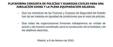 PLATAFORMA CONJUNTA DE POLICÍAS Y GUARDIAS CIVILES PARA UNA JUBILACIÓN