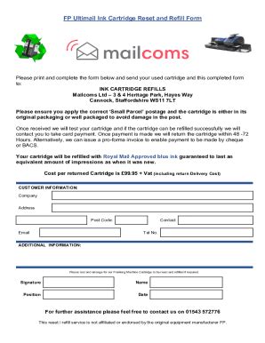 Fillable Online FP Mailing Ultimail Reset Refill Form Fax Email Print