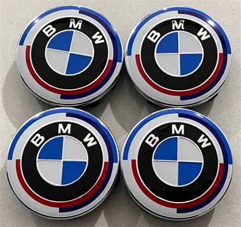 BMW 50TH YEAR Anniversary Alloy Wheel Center Caps Badges Emblems 56Mm