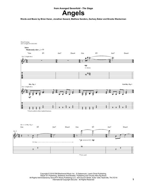 Angels By Avenged Sevenfold Sheet Music For Guitar Tab At Sheet Music