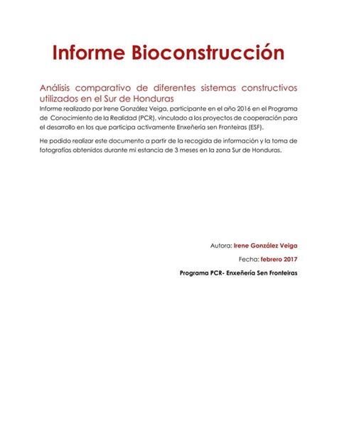 Informe sobre análisis comparado de sistemas constructivos en el Sur de