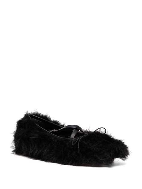 Simone Rocha Faux Fur Ballet Flats Black Farfetch