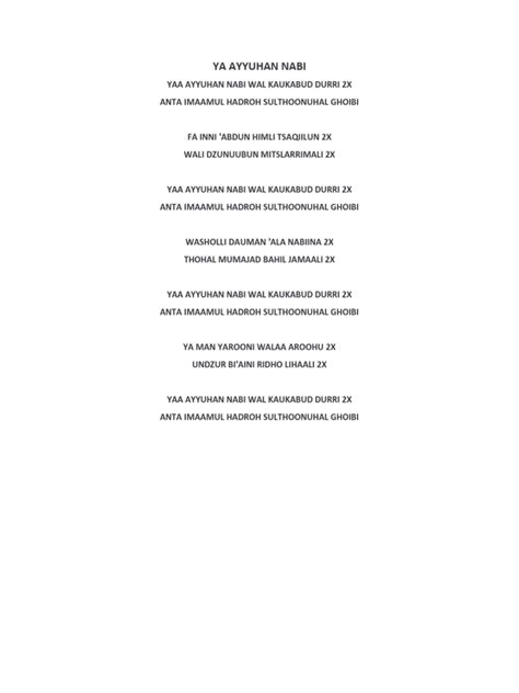 Ya Ayyuhan Nabi Pdf