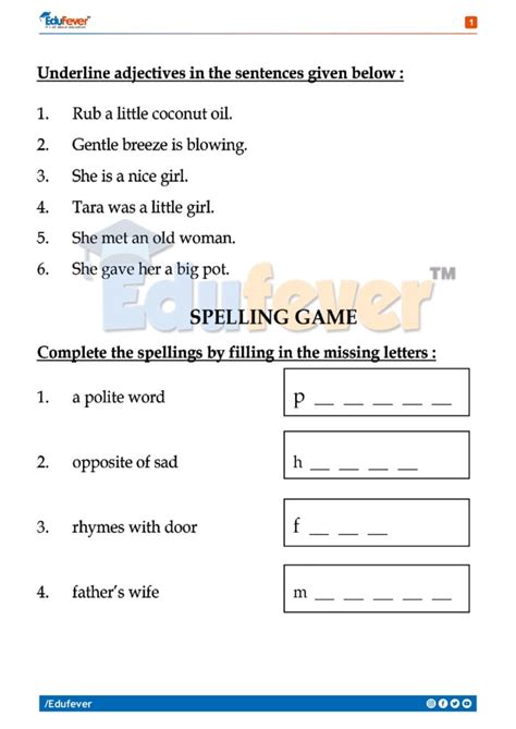 Printable English Worksheets For Class 1 with PDF - Download Now ...