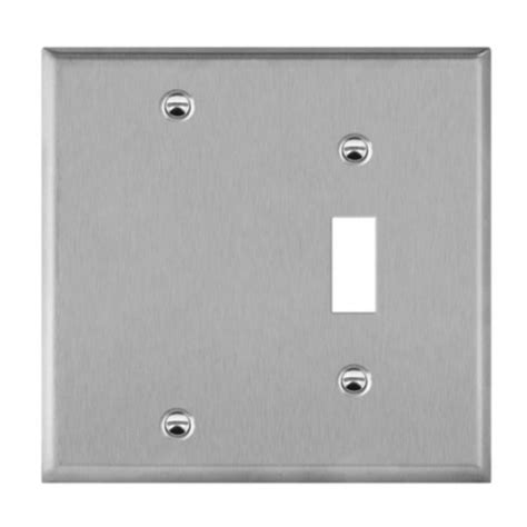 Enerlites Combination Blank And Toggle Two Gang Metal Wall Plate