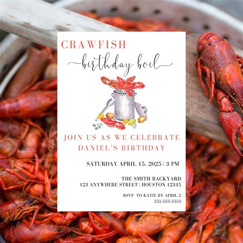 Crawfish Boil Birthday Invite Crawfish Boil Invitation Crawfish