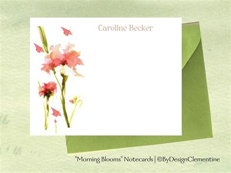 Personalized Watercolor Notecards. Set of 12 or More With Matching ...