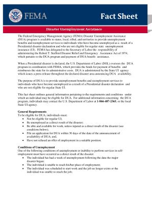 Fillable Online Fema Fact Sheet Disaster Unemployment Assistance