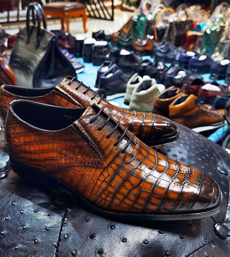 Handcrafted Genuine Alligator Leather Mens Classic Wholecut Oxford Shoes Oxford Shoes Dress