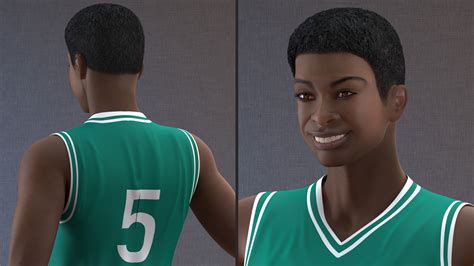 Dark Skin Teenager Basketball Player Standing Pose 3d Model 159 3ds Blend C4d Fbx Max