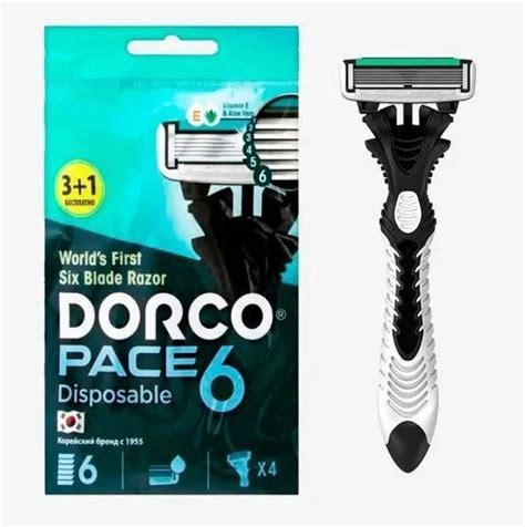 Dorco PACE 6 Disposable Одноразовые бритвенные станки мужские 6-ти ...