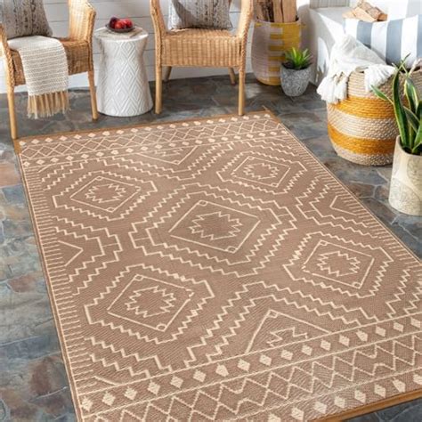 Wonnitar Outdoor Rug 6x9 Waterproof Patios Rug Reversible