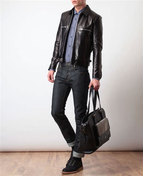 Saint Laurent Leather Jacket In Black For Men Lyst