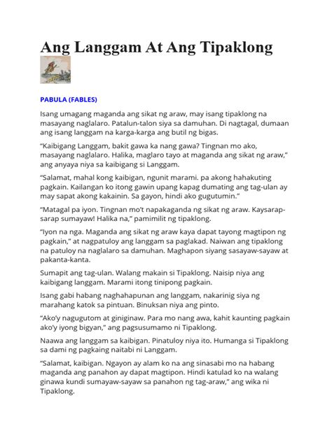 Ang Langgam at Ang Tipaklong | PDF