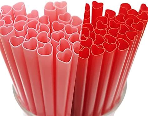 Amazon The Best Moon Pcs Heart Shaped Pink Straws Disposable