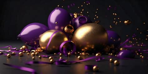 Premium AI Image | A group of gold and purple balloon