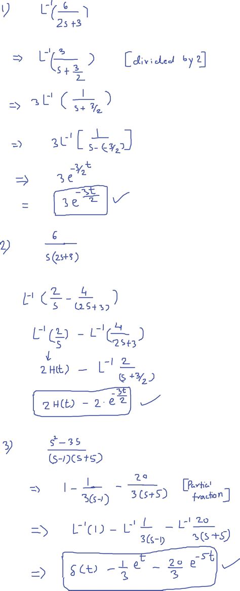 Solved 1 Find The Inverse Laplace Transforms Of The Functions Given Course Hero