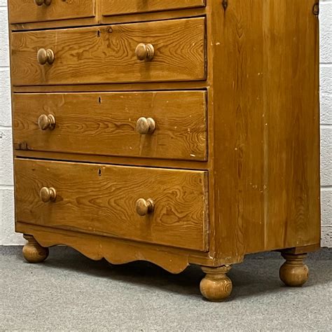 Late Victorian Pine 2 Over 3 Chest Of Drawers