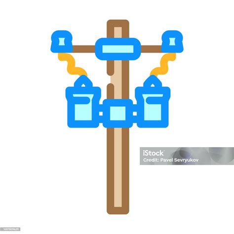 electric utility pole electrical engineer color icon vector