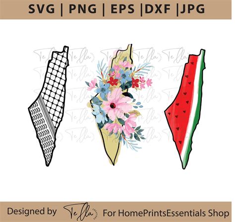 Palestine Maps Svg Kufiya Maps Png Watermelon Palestine Map Floral