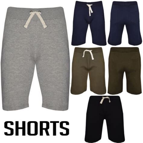 Mens Plain Gym Fleece Jogger Shorts Elasticated Waist Running Jogging Sports Jog Ebay