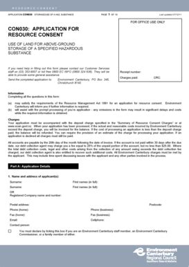 Fillable Online Con Application For Resource Consent Environment