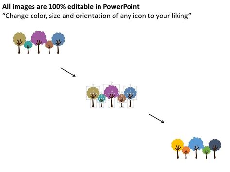 Trees Diagram With Five Icons Powerpoint Template