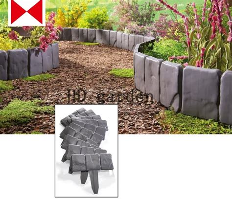 Original 10 Piece Set Gray Cobblestone Flower Bed Border By Pure Garden