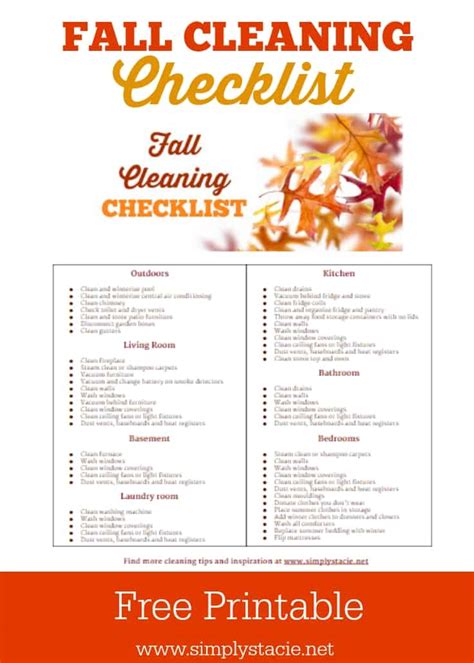 Fall Cleaning Checklist Printable