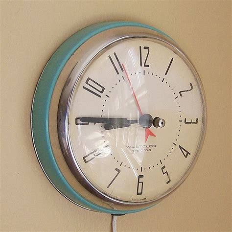 Turquoise And Chrome Electric Wall Clock Etsy