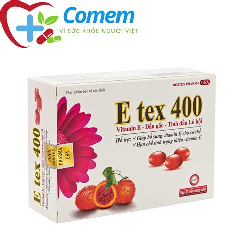 Vitamin E đỏ Dầu Gấc Tinh Dầu Lô Hội Giúp đẹp Da Giảm Nám Sạm Da Vỉ 30 Viên [e Tex 400 Vỉ