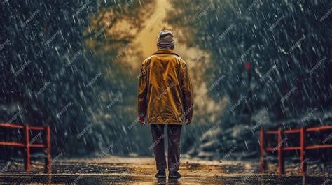 Sad Man In Rain Wallpaper