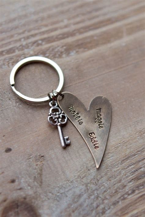 Hand Stamped Personalized Key Chain Key To My Heart