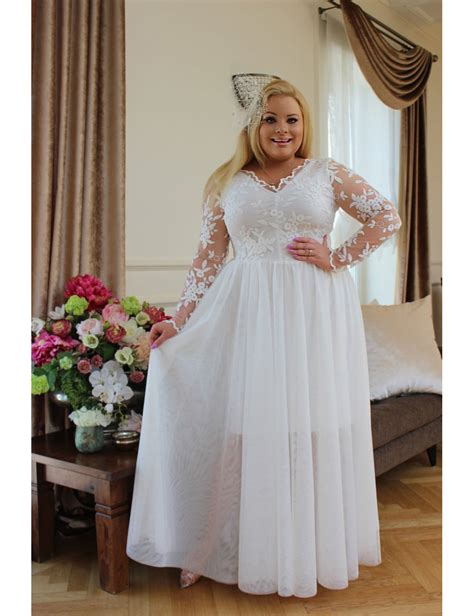 Suknia ślubna Plus Size Taurus Tulle XXL Sukienka białą dla puszystej