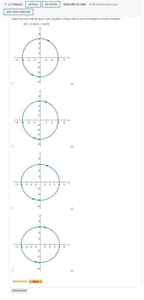 Solved Sketch The Curve With The Given Vector Equation