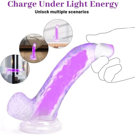 Jelly Dildo Luminous G Spot Dildo Lifelike Penis With Strong Suction Cup
