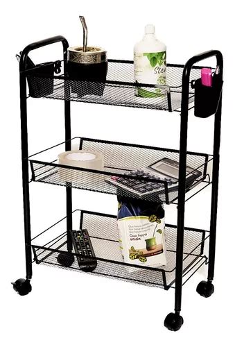 Carrito Organizador Metal Plegable Ruedas Tres Niveles