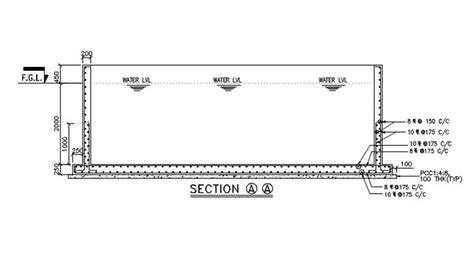 Water Tank Detail For Reinforcement Drawing Provided In This Autocad