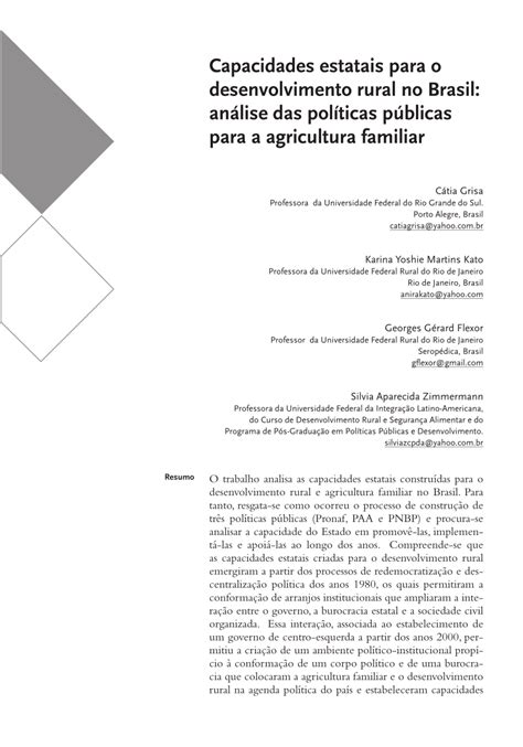 PDF Capacidades Estatais Para O Desenvolvimento Rural No Brasil